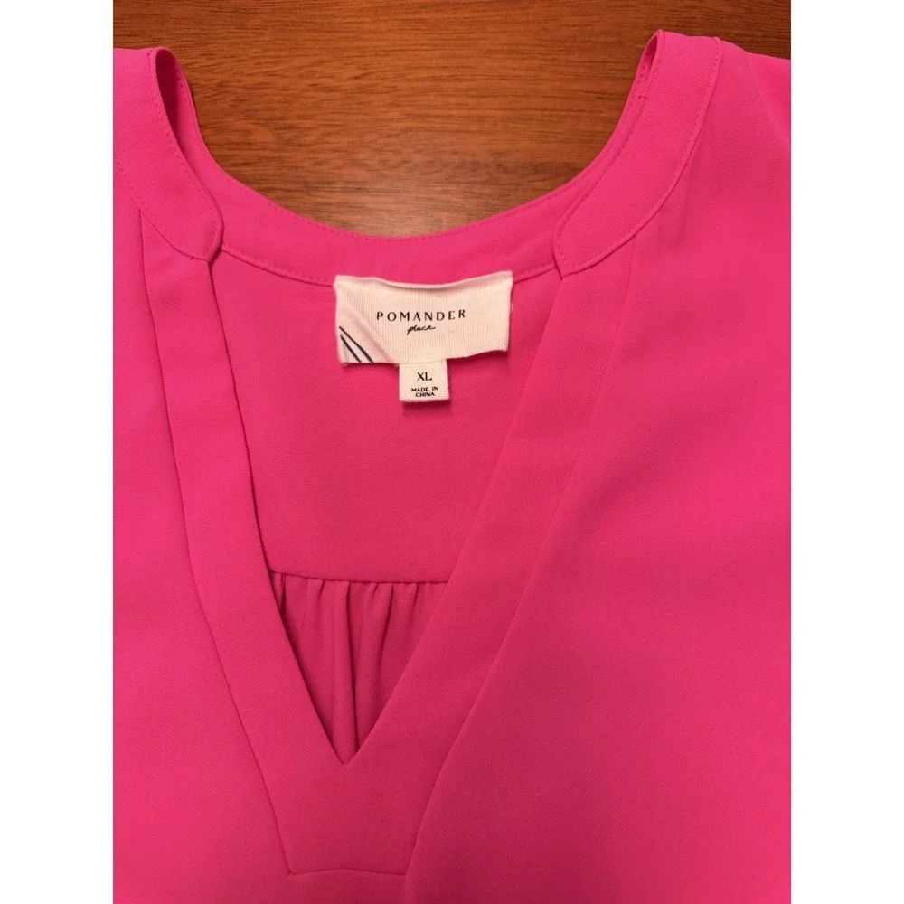 Tuckernuck POMANDER PLACE Kenzo Dress XL Electric Pink Tiered Long Sleeve Shift - Picture 6 of 10